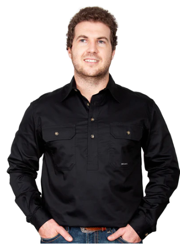 10101BLK Just Country Mens 1/2 Button Work Shirt