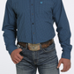 MTW1105439 Cinch Men's Plaid Button down Shirt - Navy/Turquiouse