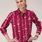 03-050-0590-6086 Roper Wms Star Collection LS Purple Print Shirt