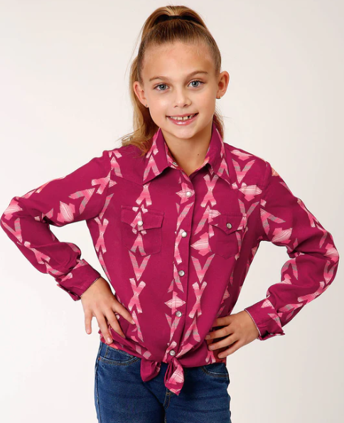 03-080-0590-6086 Roper Gls Star Collection LS Purple Shirt