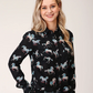 03-050-0590-0154 Roper Wms Five Star Collection LS Black Shirt
