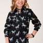03-080-0590-0154 Roper Gls Five Star Collection LS Black Print Shirt