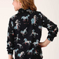 03-080-0590-0154 Roper Gls Five Star Collection LS Black Print Shirt
