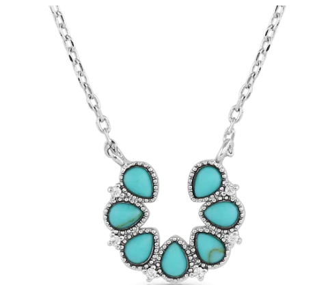 NC5291 Montana Lucky Seven Turquoise Horseshoe Necklace