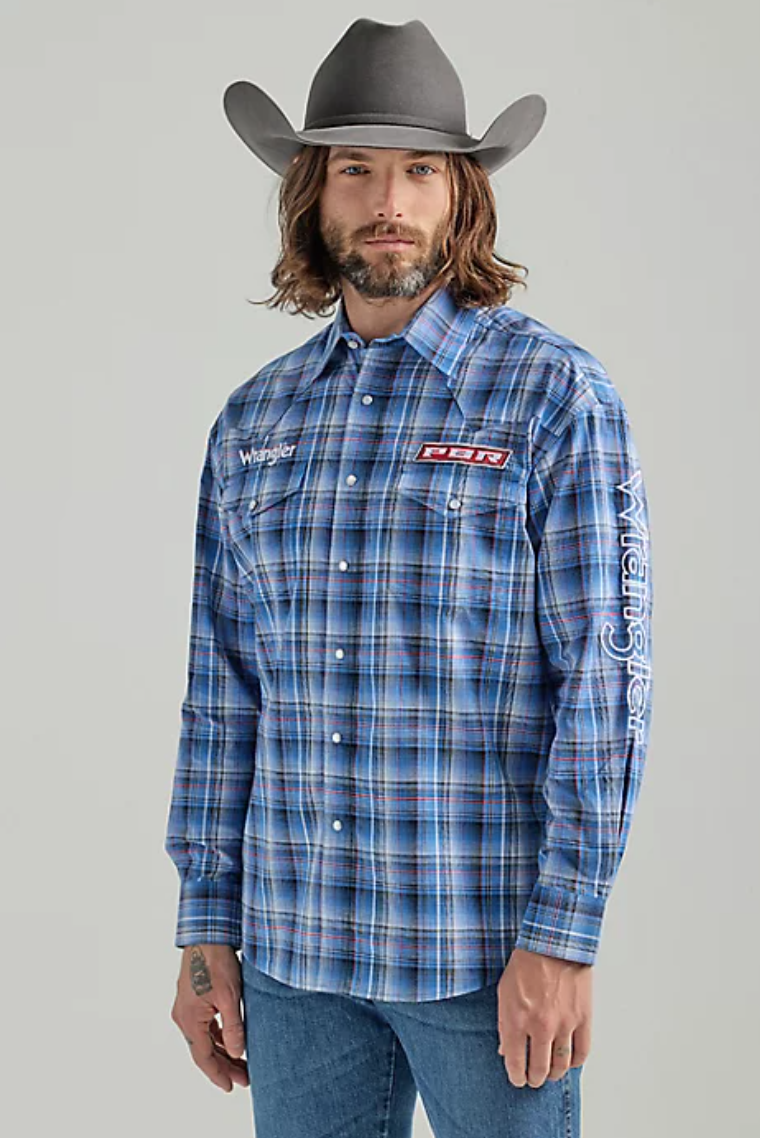 112324696 Wrangler men's USA PBR Snap Pocket LS Shirt