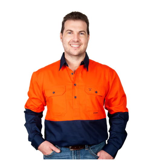 10101HVI Just Country Mens HI-VIS Work Shirt