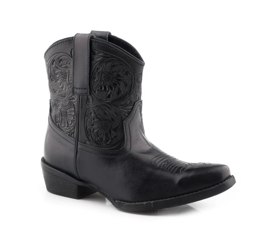 09-021-0980-3057BL Roper Women's Dusty tooled Black leather