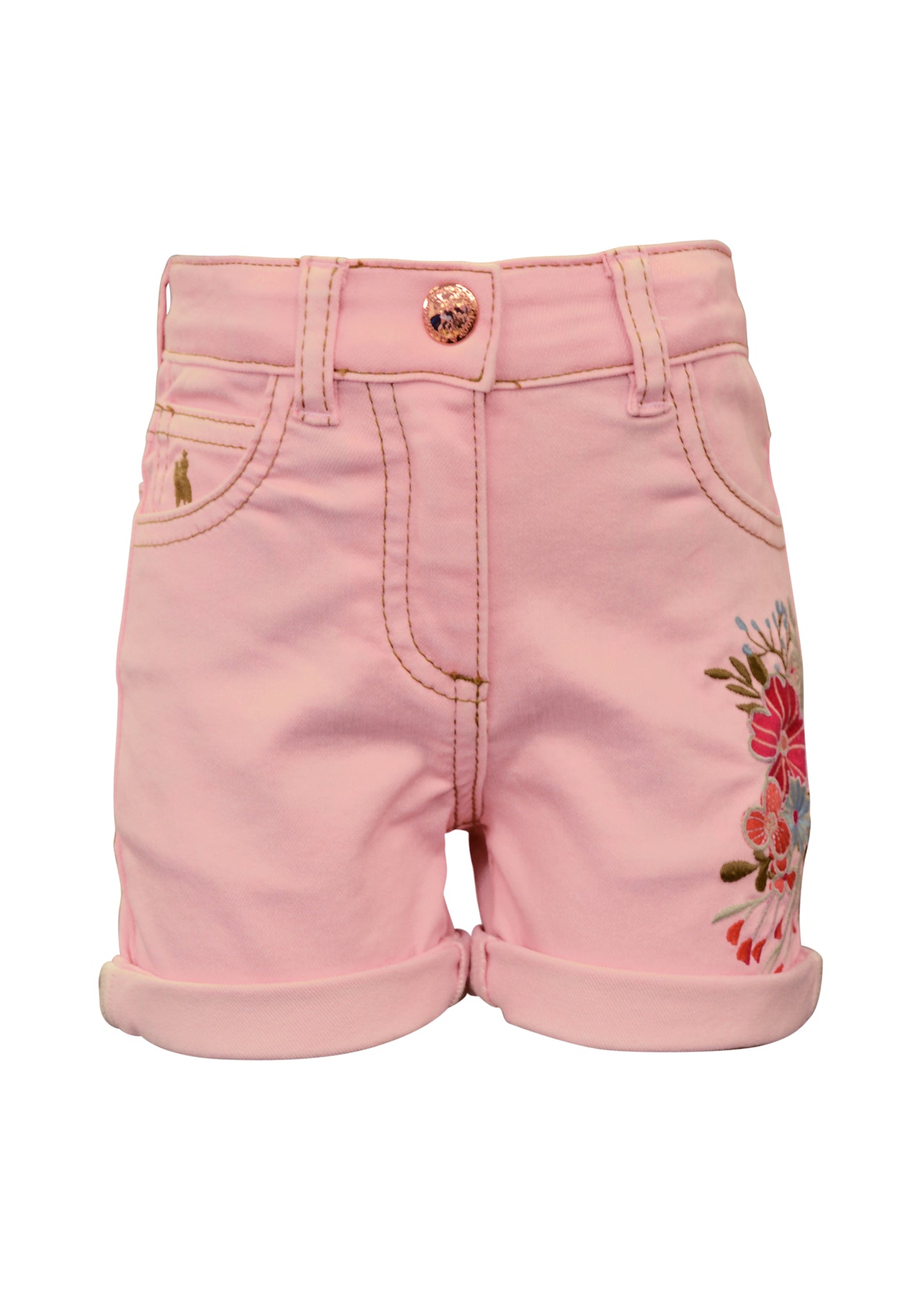 T1S5300072 Thomas Cook Girls Embroidered Denim Short Pink
