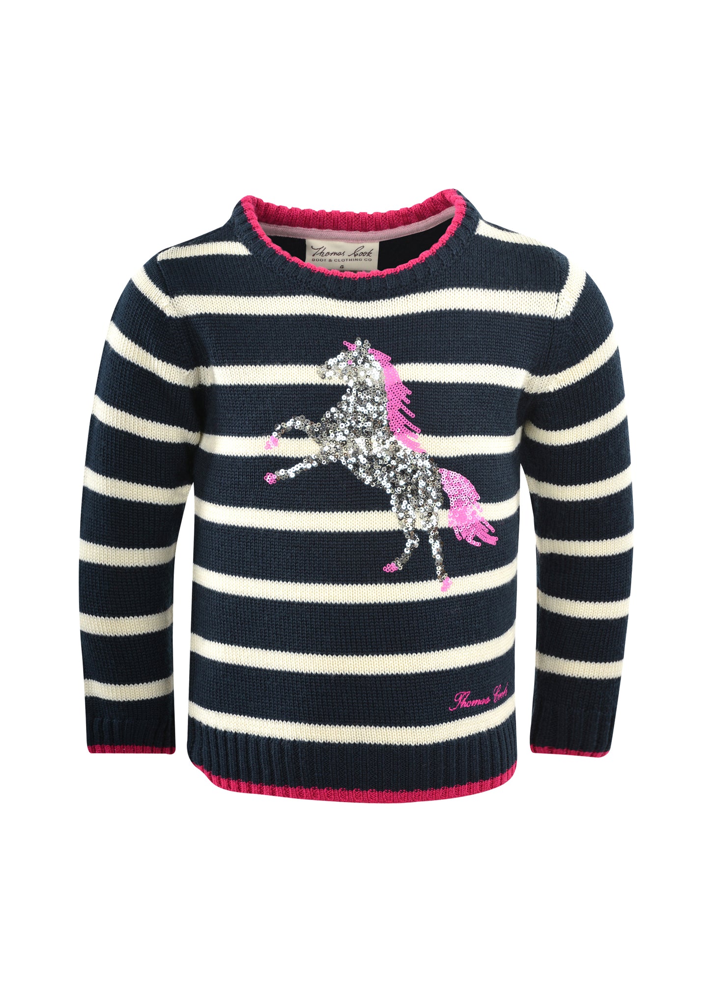 T1W5523072 Thomas Cook Girls Stardust Horse Sequin Jumper