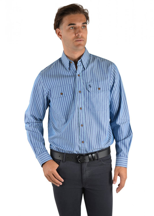 T2S1115027 Mens Heath Stripe L/S Shirt
