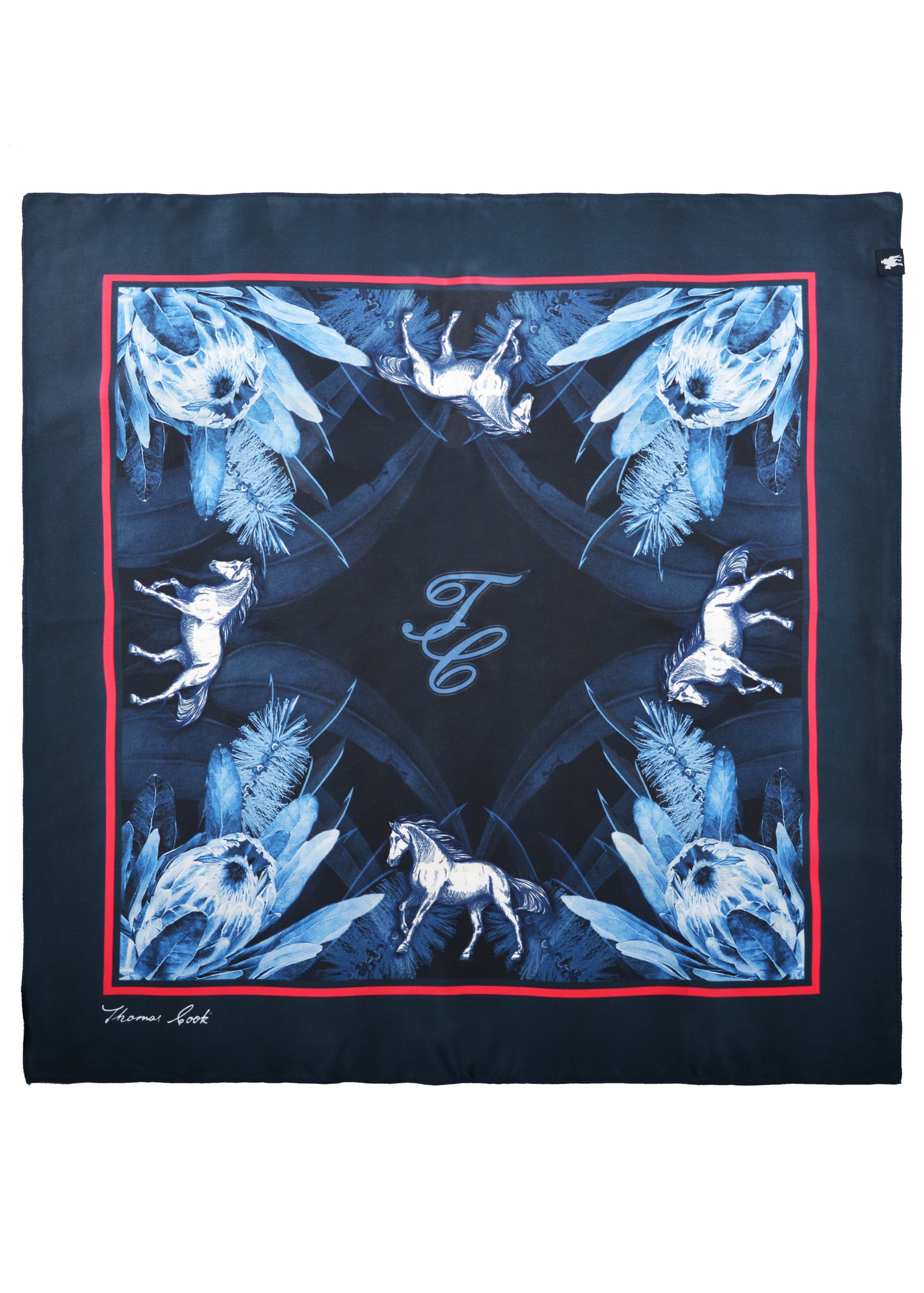 T2W2945SCF Thomas Cook Silk Print Scarf Navy