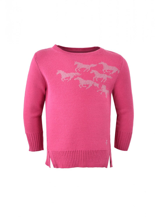 T2W5508072 Thomas Cook Girls Running Ponies Knit Jumper