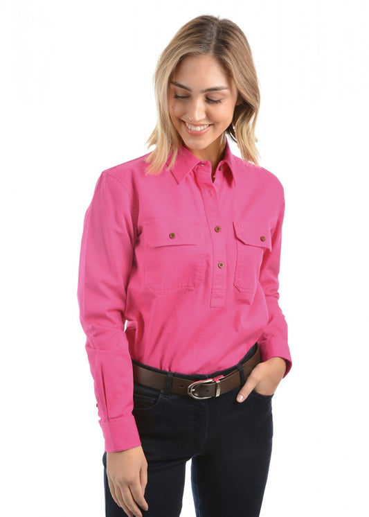 TCP2100182 Thomas Cook Women's Contrast Placket Shirt Azalea Pink