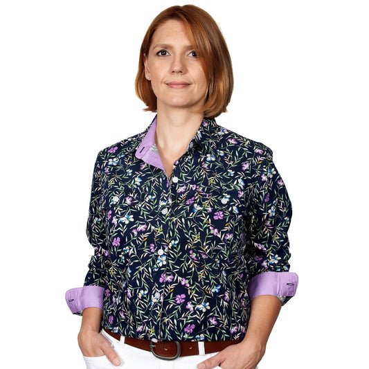 WWLS2144  Just Country Women's Abbey Shirt Orchid Violets