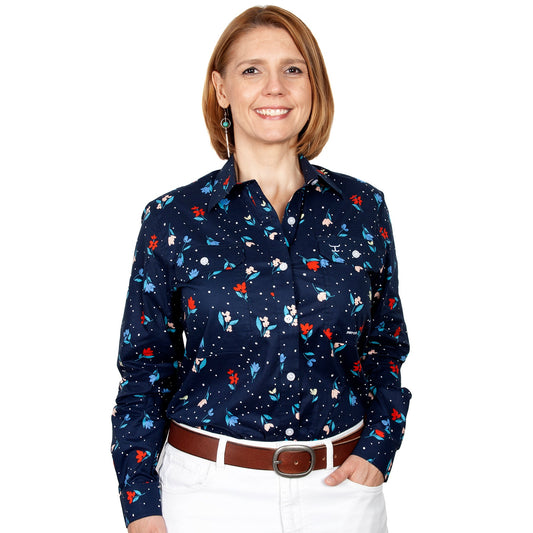 WWLS2182 Just Country Women's Abbey Work Shirt Navy