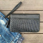 22302 Weave & Stitch Zip around Wallet- Black