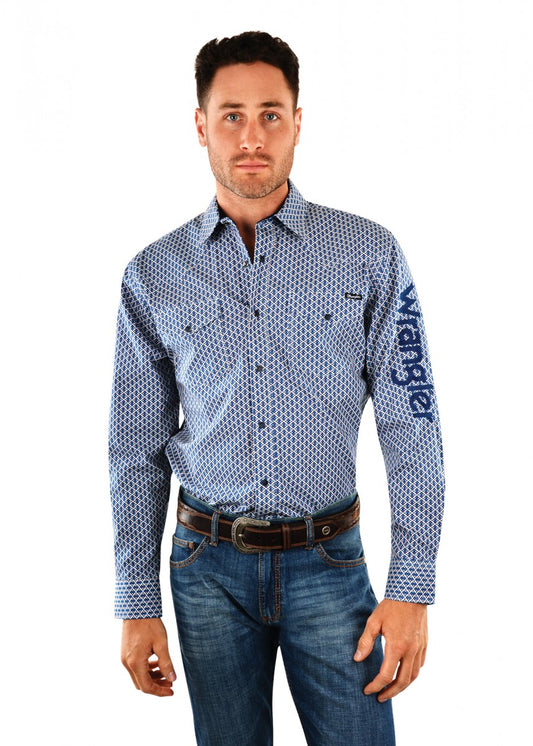 X1S1111671 Wrangler Men's Gibson Print Logo LS Shirt