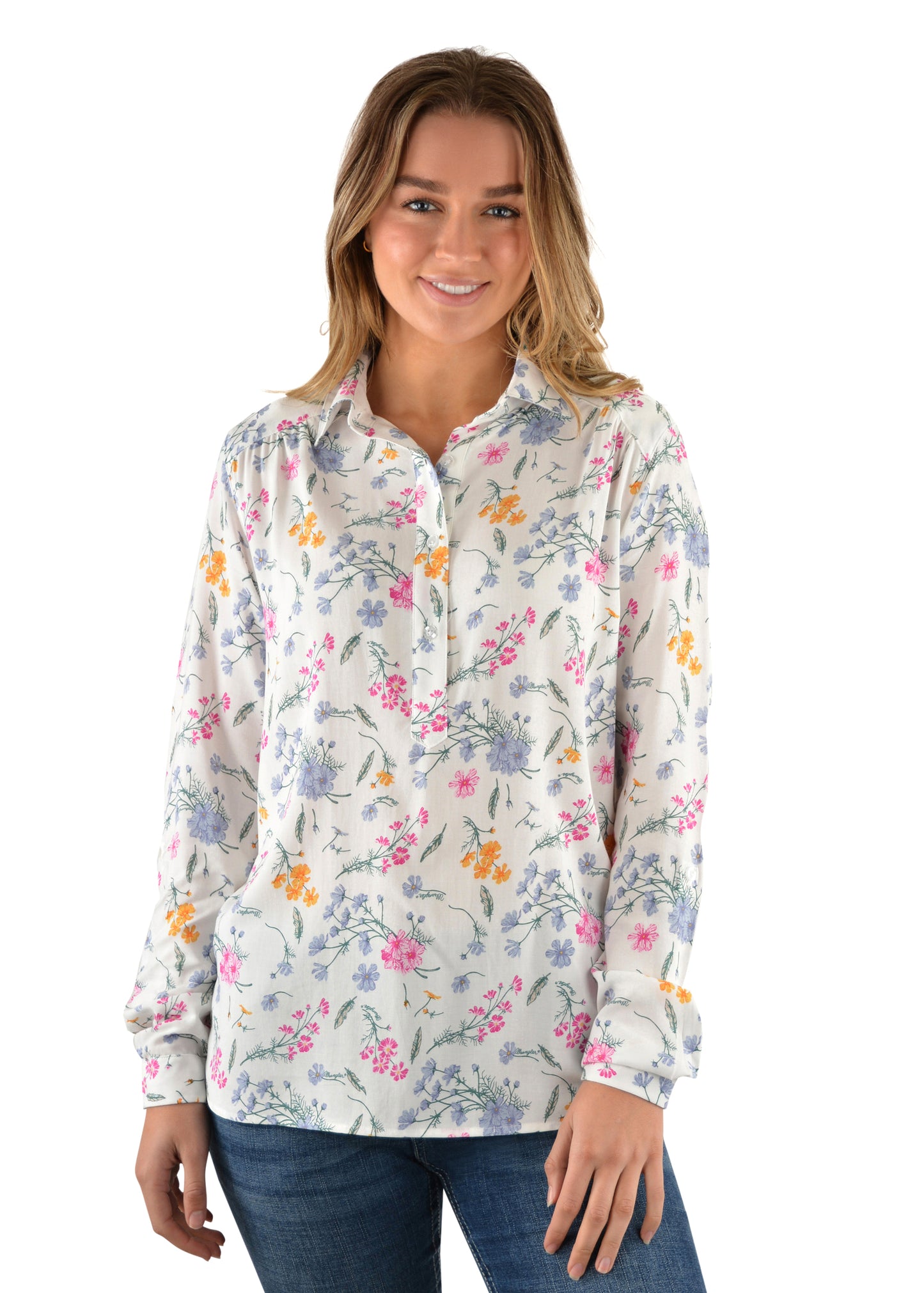 X2W2133778 Wrangler Women's Aurora Print LS Shirt