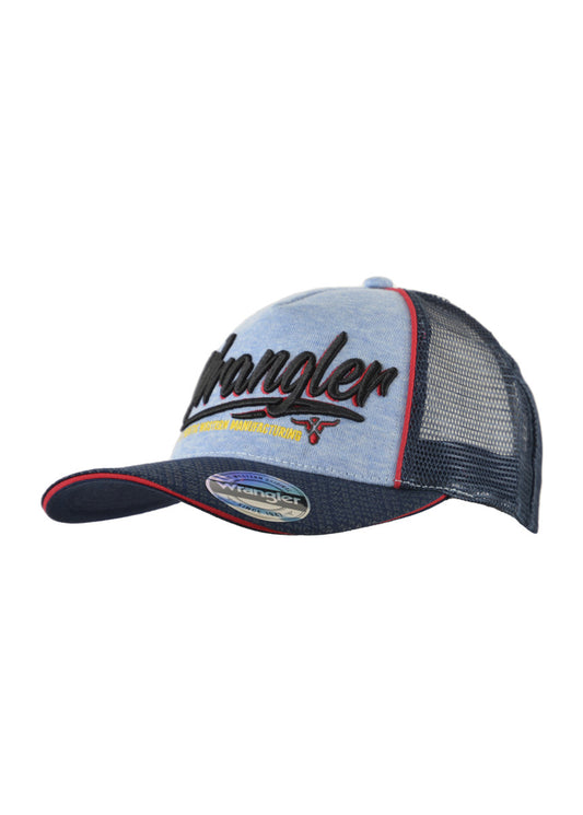 X3W1946CAP Wrangler Sutherland Trucker Cap  Blue Marle/Navy