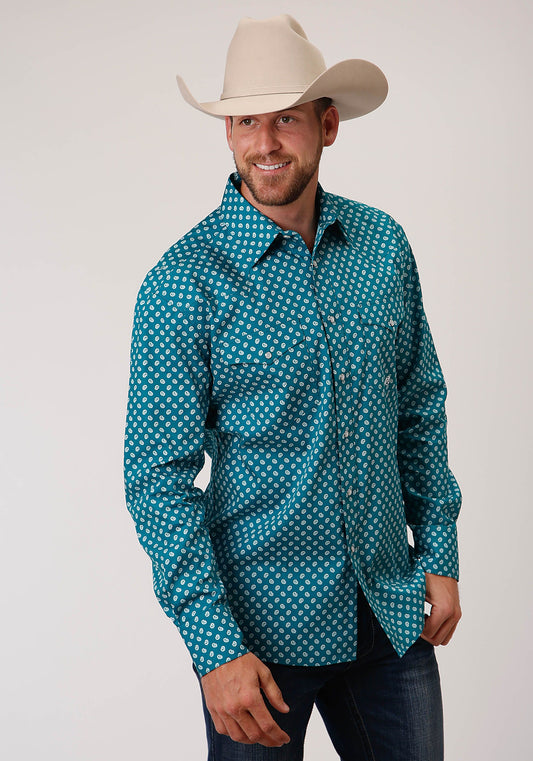 3-01-225-372GR Roper Men's Amarillo Collection Shirt Green