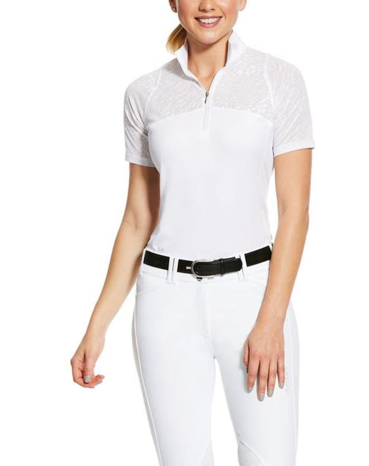 10030449 Ariat Women's Airway 1/4 Zip SS Show Shirt White