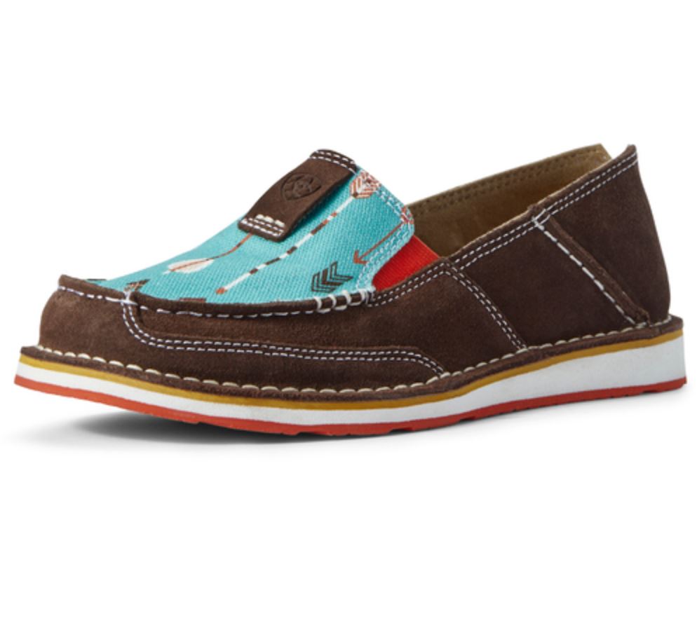 10031605 Ariat Womens Cruiser Chocolate Suede/Turquoise Arrows