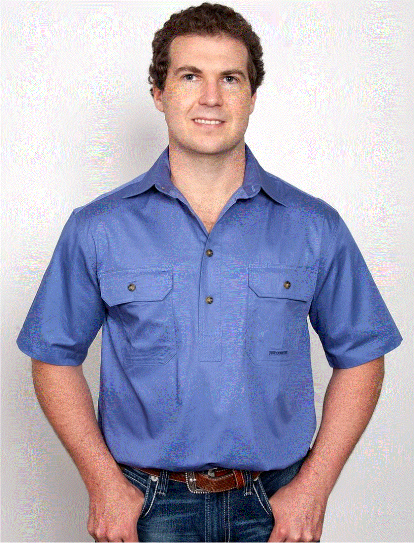 10104BLU Just Country Mens Adam Work Shirt Short Sleeve