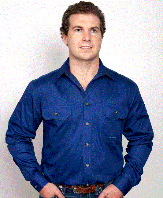 20202CBT  Just Country Men's Evan Work shirt Cobalt