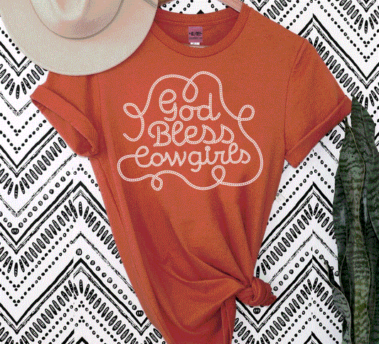ALI618 God Bless Cowgirls Tee