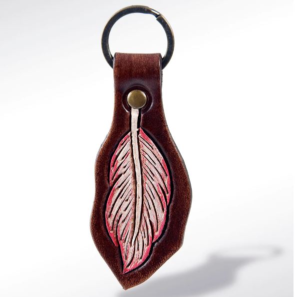 ADKR160 Leather Feather Keychain