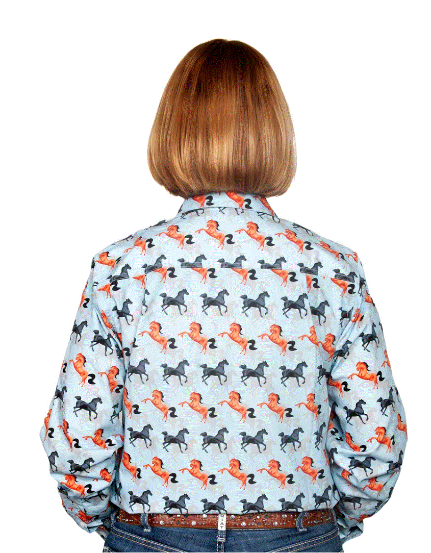 WWLS2135 Just Country Women's Abbey Workshirt Horse Print