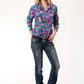 3-50-590-6076BU Roper Women's Floral Arena Shirt