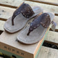 09-021-0607-2527BR Roper Women's Juliet Hand tooled Leather Thong Brown