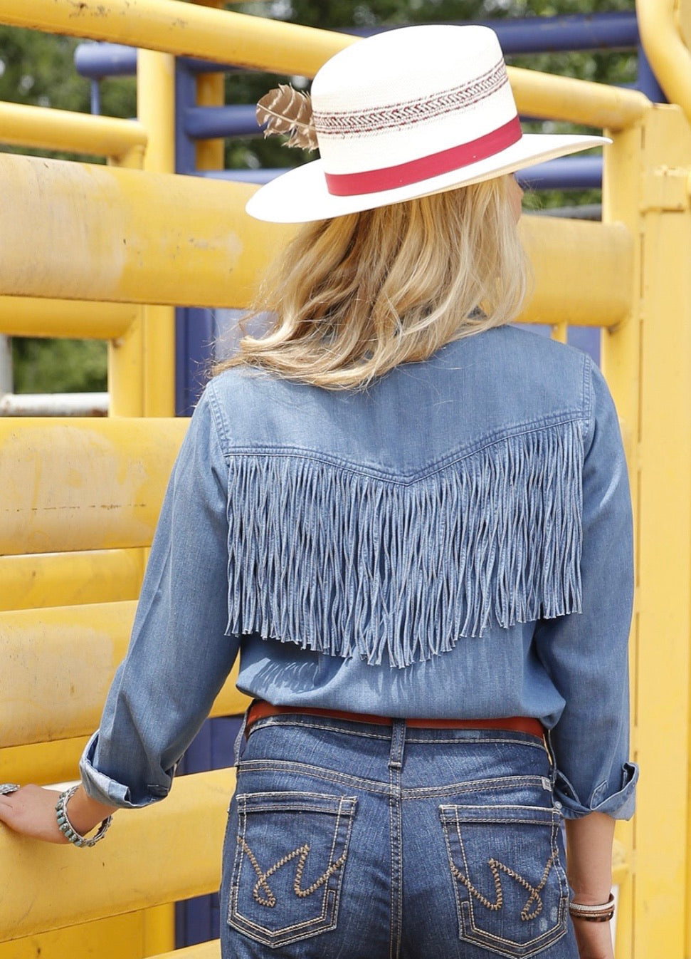 CTW7305001IND Cruel Denim Fringe Long sleeve Shirt