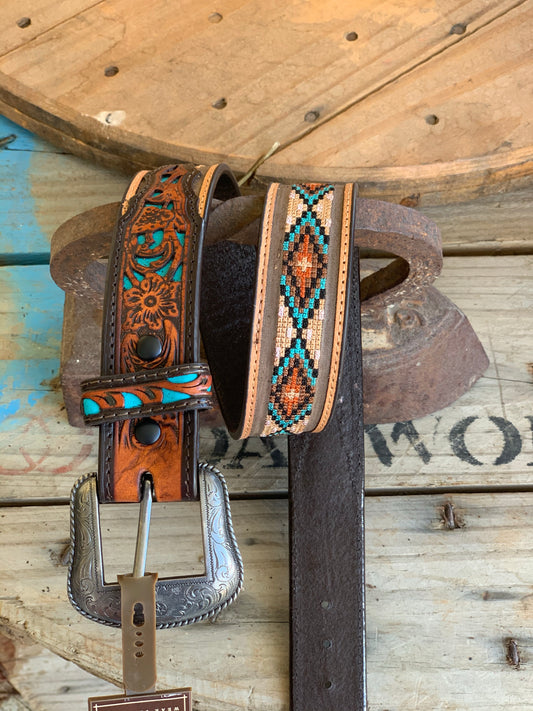 8627500 Roper Aztec Inlay Belt