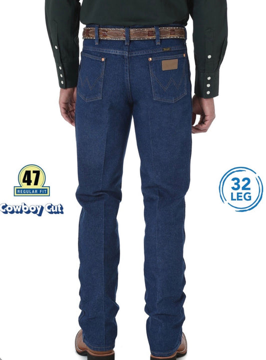 0936PWD32 Wrangler Mens Cowboy Cut Slim Fit Jean 32’ leg