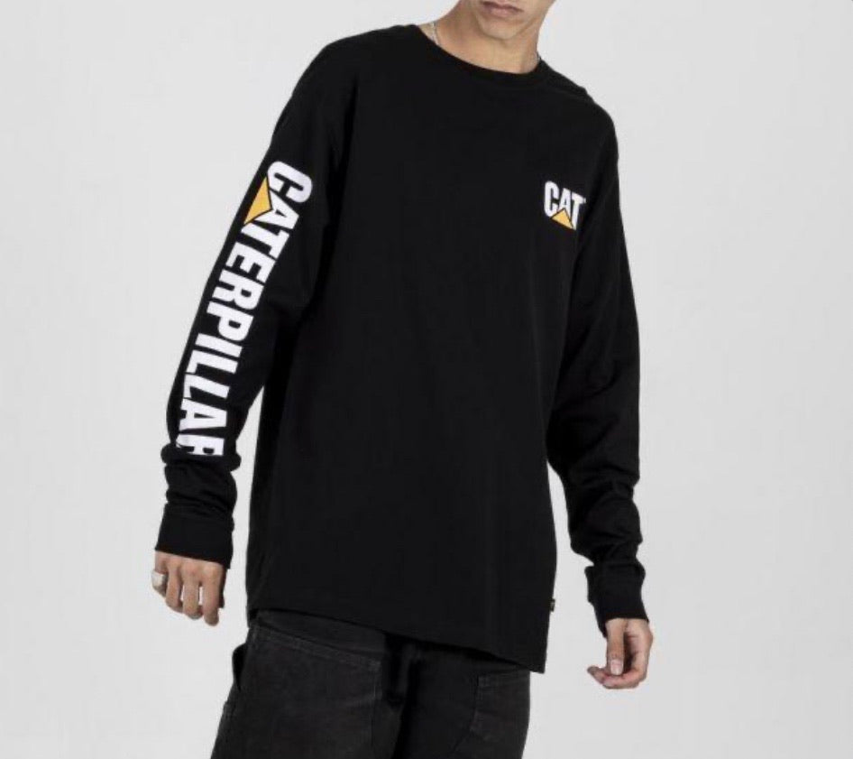 1510034 Cat Trademark Banner L/S Tee Black