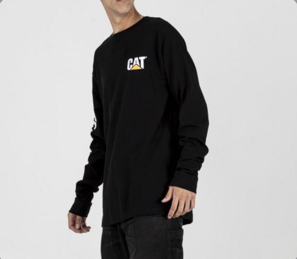 1510034 Cat Trademark Banner L/S Tee Black