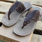 09-021-0607-2527BR Roper Women's Juliet Hand tooled Leather Thong Brown