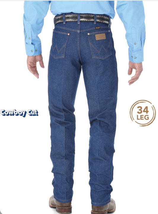13MWZPW Wrangler Mens Cowboy Cut Original Fit Jean 34’ leg