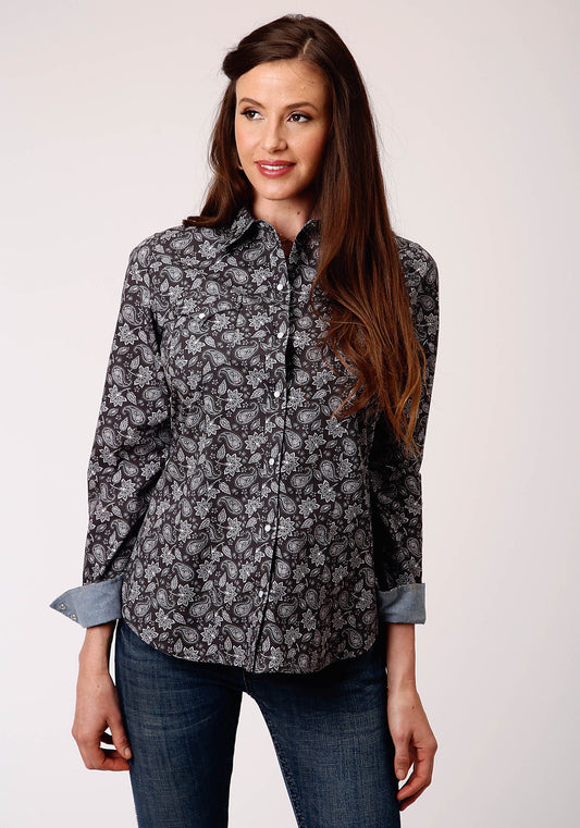 03-050-0064-0356GY Roper Women's West Made Collection L/S Shirt Grey