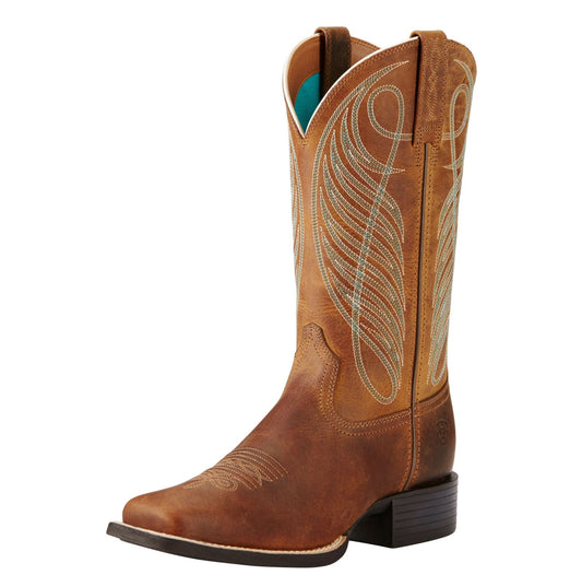 10018528 Ariat Women's Round Up Square Toe - Powder Brown