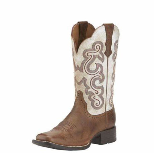 10015318 Ariat Womens Quickdraw Sandstorm/Distressed White
