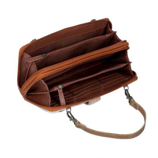 S-3896 Sustain Hide Purse Brown and White