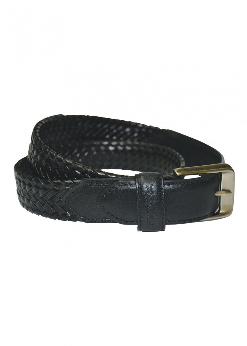 TCP1910BEL Thomas Cook Harry Leather Braided Belt Black