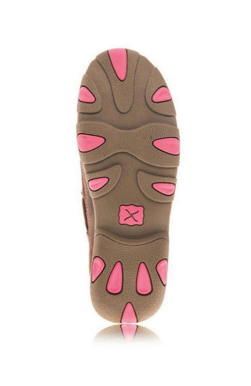 TCWDMS003 Twisted X Women's Pink Ribbon Slip on Driving Moc PINK