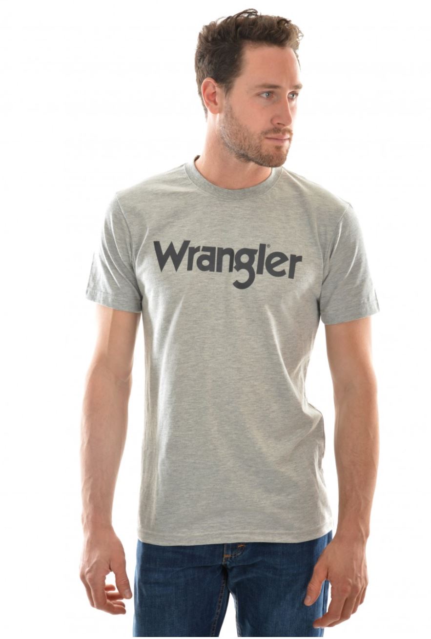 XCP1557501 Wrangler Mens Logo S/S Tee Grey Marle