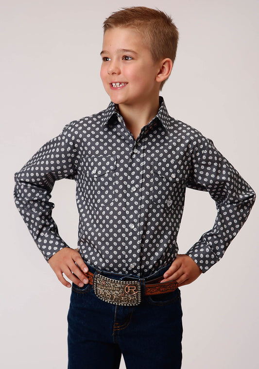 03-30-225-371GY Roper Boy's Amarillo Collection L/S Grey